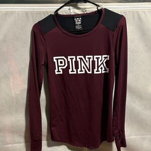 PINK Victoria's Secret Maroon Long Sleeve Tee